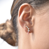 Gabrielle Pastel Diamante Climber Earrings (Pink)