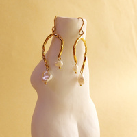 Everleigh Gold Pearl Arch Earrings
					