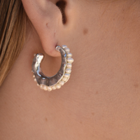 Lavine Artisan Freshwater Pearl Curve Earrings
					