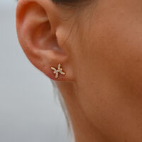 Pisces Artisan Zirconia Pavé Stud Earrings (Gold)