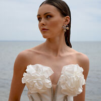 Jolean Sculptured Flower Statement Earrings (Silver)