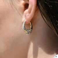 Marlowe Artisan Shard-Edge Diamante Huggie Earrings (Gold)