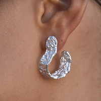 Amandine Artisan Sculptural Flow Earrings (Silver)