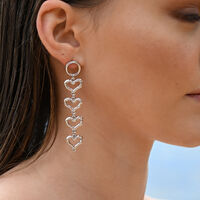 Haven Artisan Sculptured Heart String Earrings (Silver)