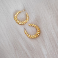 Valencia 22K Twisted Gold Croissant Earrings
					