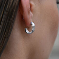 Hani Silver Curved Earrings 