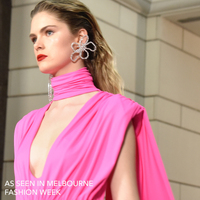 Julieta Catwalk Diamante Flower Earrings (Oversized)