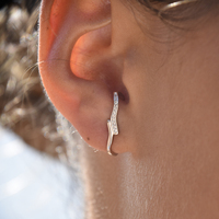 Berte Artsy Ear Hook Stud Earrings (Silver)