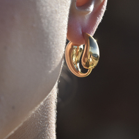 Yin Yang Artisan Solid Hoop Earrings (Gold)
					