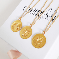 She Is Aquarius Artisan 24K Gold Zodiac Pendant Necklace
					