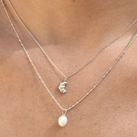 Bjork Beaded Pearl Pendant Necklace (Silver)
					