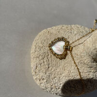 Charme Mother of Pearl Heart Pendant Necklace (Gold Vermeil)