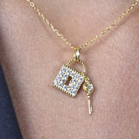 Key To My Heart Diamante Padlock Necklace 
					