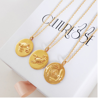 She Is Pisces Artisan 24K Gold Zodiac Pendant Necklace
					