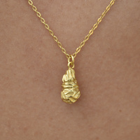 Louna Artisan Textured Drop Pendant Necklace (Gold)
					