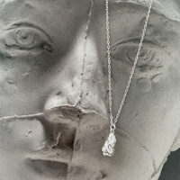 Louna Artisan Textured Drop Pendant Necklace (Silver)
					