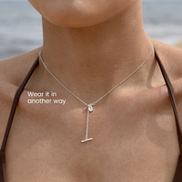 Bjarne Zircon Toggle Pendant Necklace (Silver)