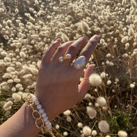 Jaquetta 24K Baroque Pearl Open Ring
					