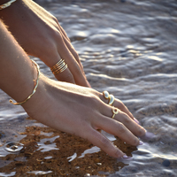 Chandra Artisan Crescent Moon Open Ring (Gold Vermeil)
					