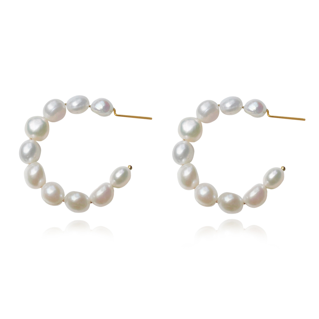 Blanco 24K Artisan Pearl Hoop Earrings - Culturesse