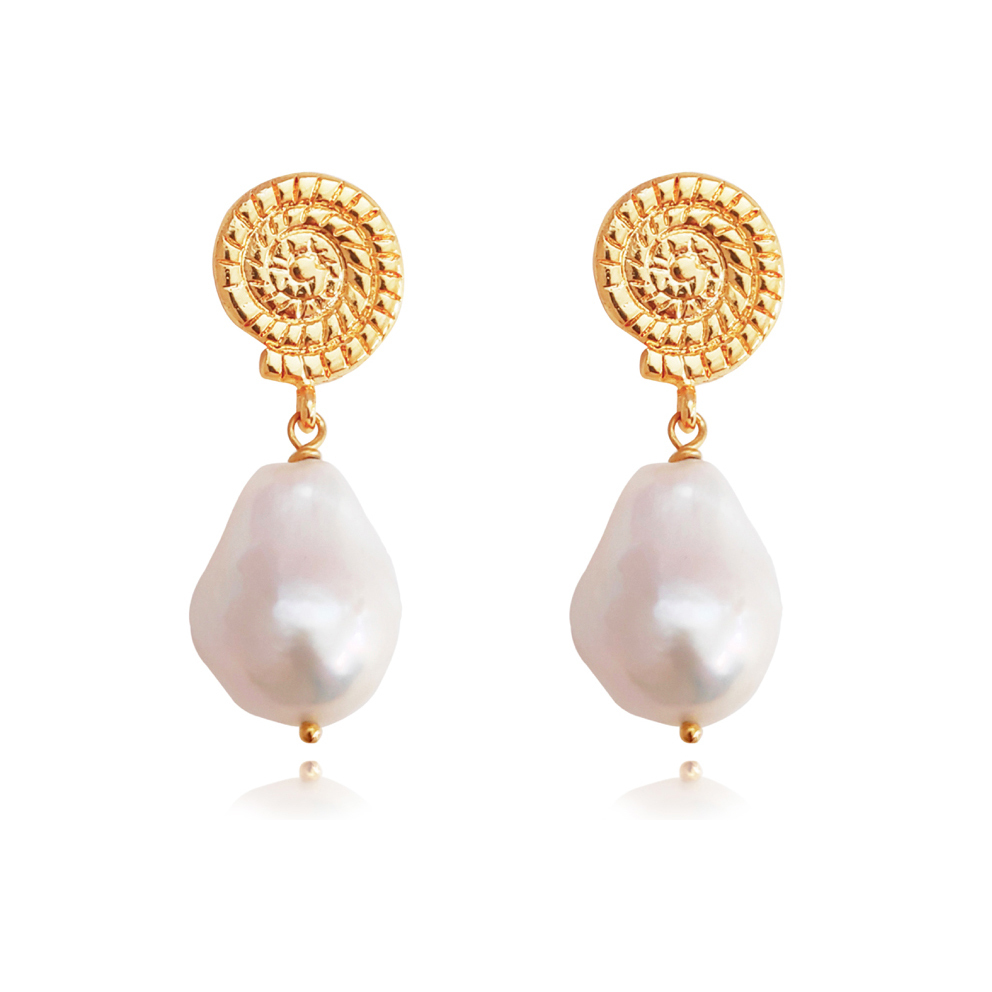 24K Gold Vermeil Large Freshwater pearl drop earrings stud  chain white  Freshwater teardrop pearl earrings real white pearl drop earrings