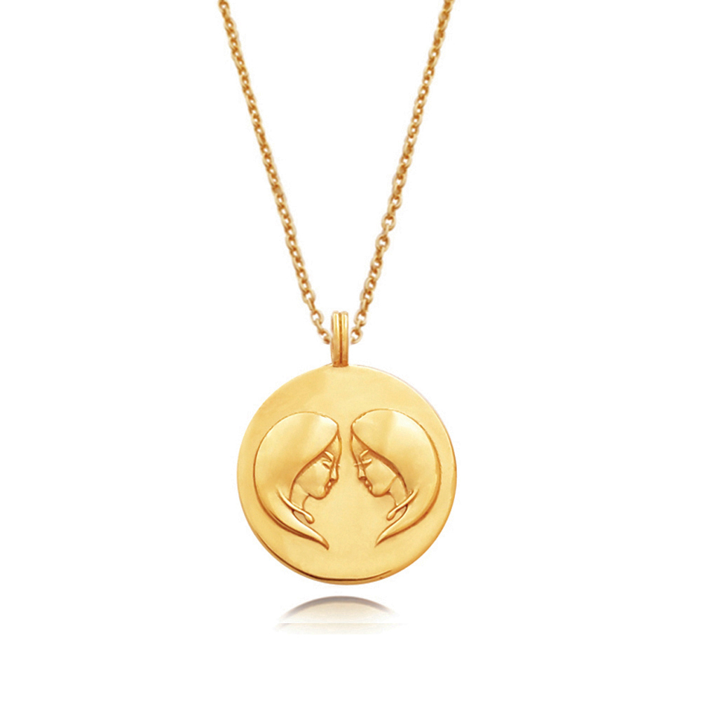 She Is Gemini Artisan 24K Zodiac Gold Pendant Necklace - Culturesse