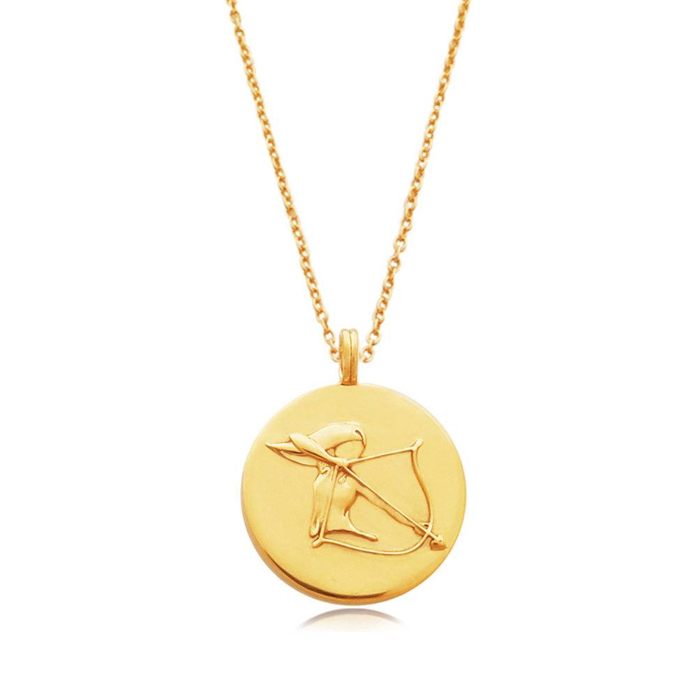 Yellow Gold Sagittarius Zodiac Sign Pendant Necklace | REEDS Jewelers