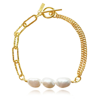 Anouk Freshwater Pearl Dual Chain Bracelet (Gold Vermeil) image