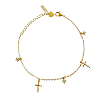 Adina Fine Diamante Cross Charm Bracelet (24K Gold) image