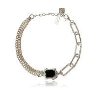 Dakota Black Onyx Dual Chain Bracelet (Silver) image