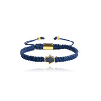 Sacha Pave Hamsa Hand Bracelet (Gold Charm Blue String) image