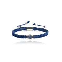 Sacha Pave Hamsa Hand Bracelet (Silver Charm Blue String) image