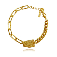 Esther Sculpture Plate Link Chain Bracelet (Gold Vermeil) image