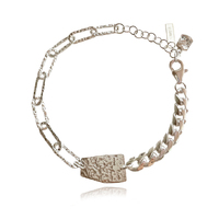 Esther Sculpture Plate Link Chain Bracelet (Silver) image
