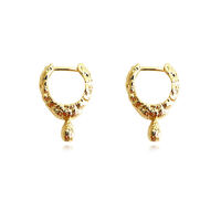 Jaune Textured Teardrop Huggie Earrings (Gold) image