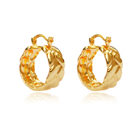 Emani 24K Gold Weave Huggie Earrings  image