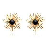 Lumina Artisan 24K Onyx Sun Earrings image