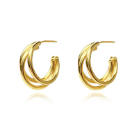 Laure Artsy Curved Lining Earrings (Gold) image
