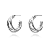 Laure Artsy Curved Lining Earrings (Silver) image