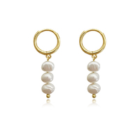 Holly Dainty Freshwater Pearl Drop Earrings (Gold) image