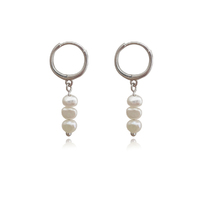 Holly Dainty Freshwater Pearl Drop Earrings (Silver) image