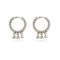 Augusta Beaded Zirconia Drop Earrings (Silver) image