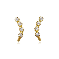 Alanna Diamante Curve Stud Earrings (Gold) image