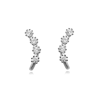 Alanna Diamante Curve Stud Earrings (Silver) image