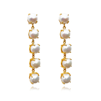 Lyanna 22K Premium Pearl Drop Earrings (5 Pearls) image