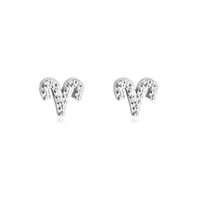 Aries Artisan Zirconia Pavé Stud Earrings (Silver) image