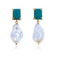 Carlotta 24K Baroque Pearl Drop Earrings (Turquoise) image