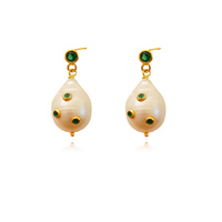 Portia 24K Emerald Baroque Pearl Earrings image