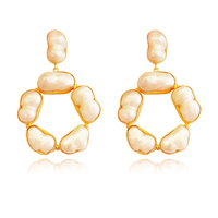 Laurent 22K Luxury Baroque Pearl Hoop Earrings image