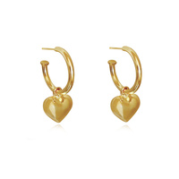 Lavin Classic Love Heart Drop Earrings (Gold Vermeil)